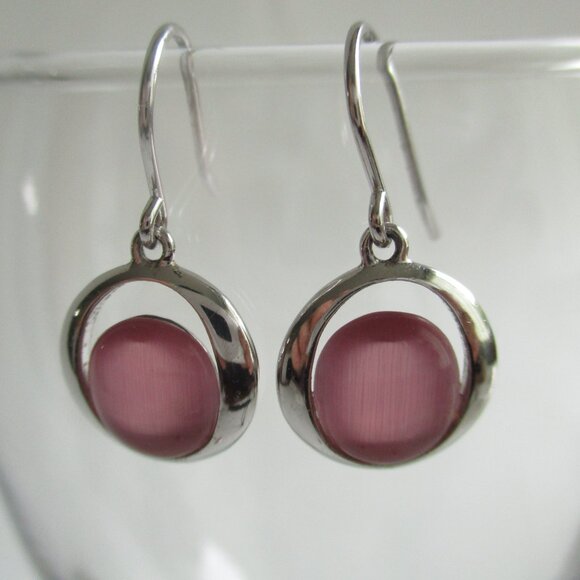 Solid Silver Sterling and Pink Quartz Drop Earrings and Pendant - Picture 8 of 11